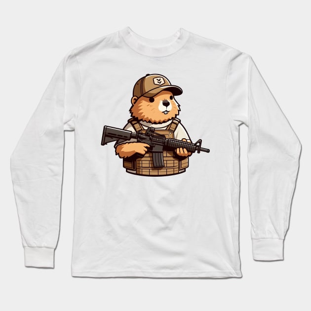 Tactical Groundhog Long Sleeve T-Shirt by Rawlifegraphic